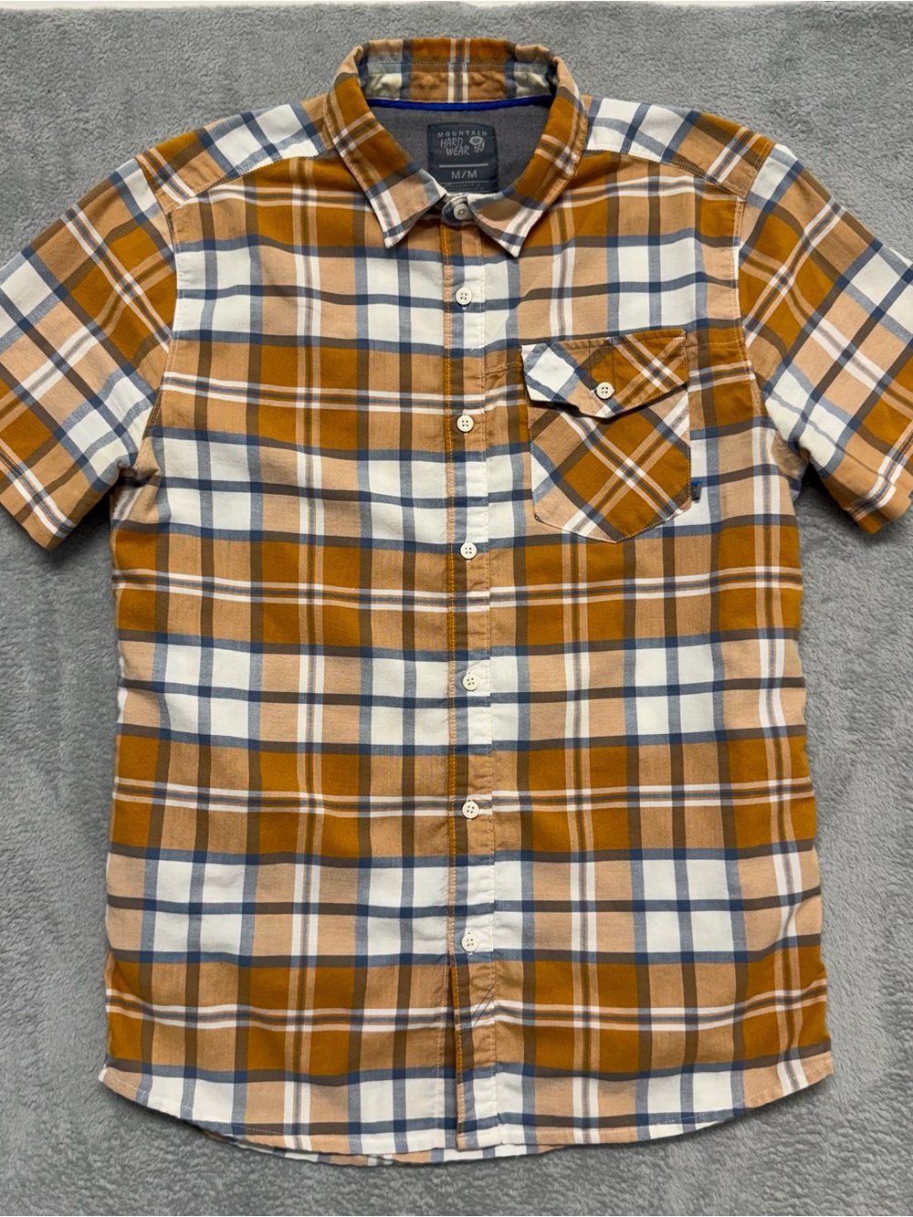 Mountain Hardwear Drummond Shirt Mens Medium Plaid Short Sleeve Button Up Pocket
